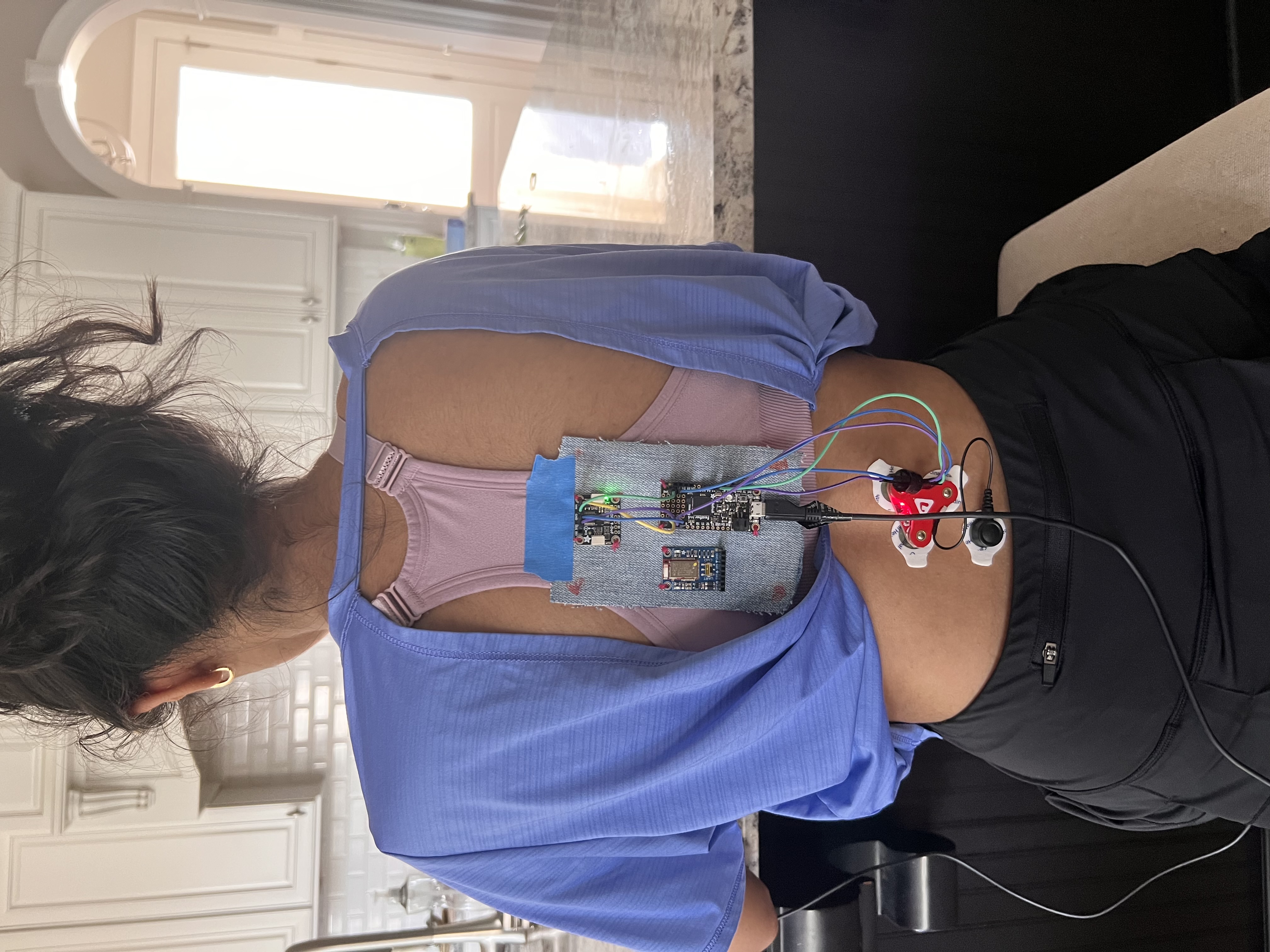 Ria demonstrating posture correction device